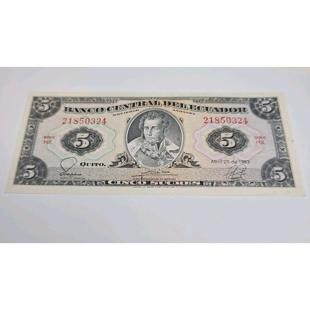 Ecuador Currency Bank Note 5 Sucres -Year 1983